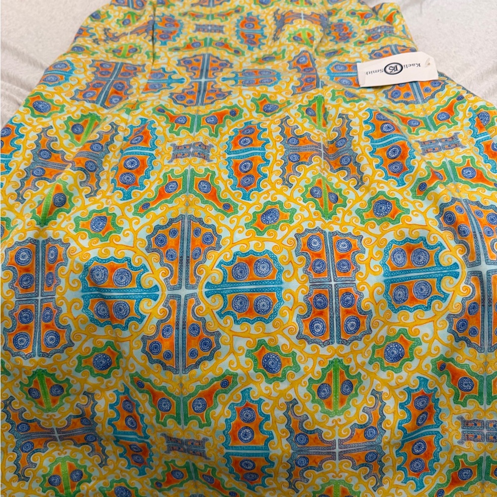 NWT Kaeli Smith Yellow Multi-Color Printed Dress